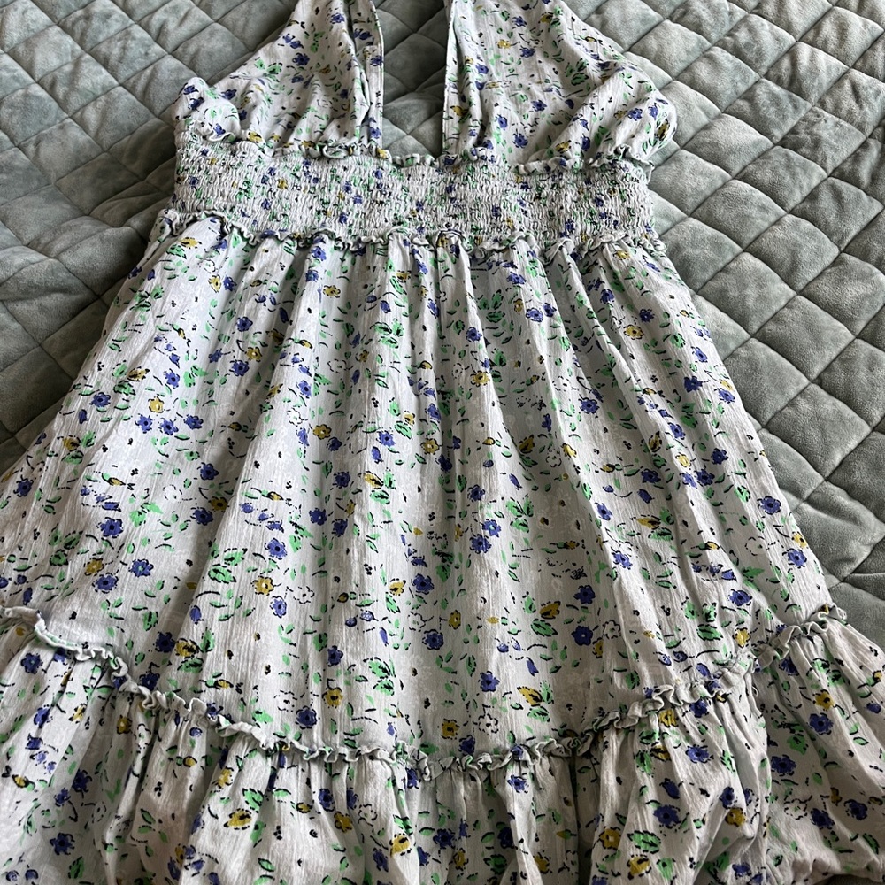 Aerie Floral Maxi Dress - White and Blue